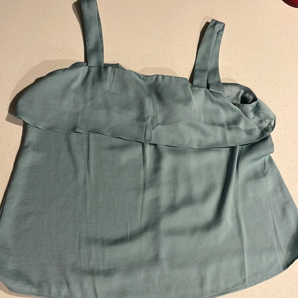 NWT Banana Republic light blue/green silky tank with tie-back